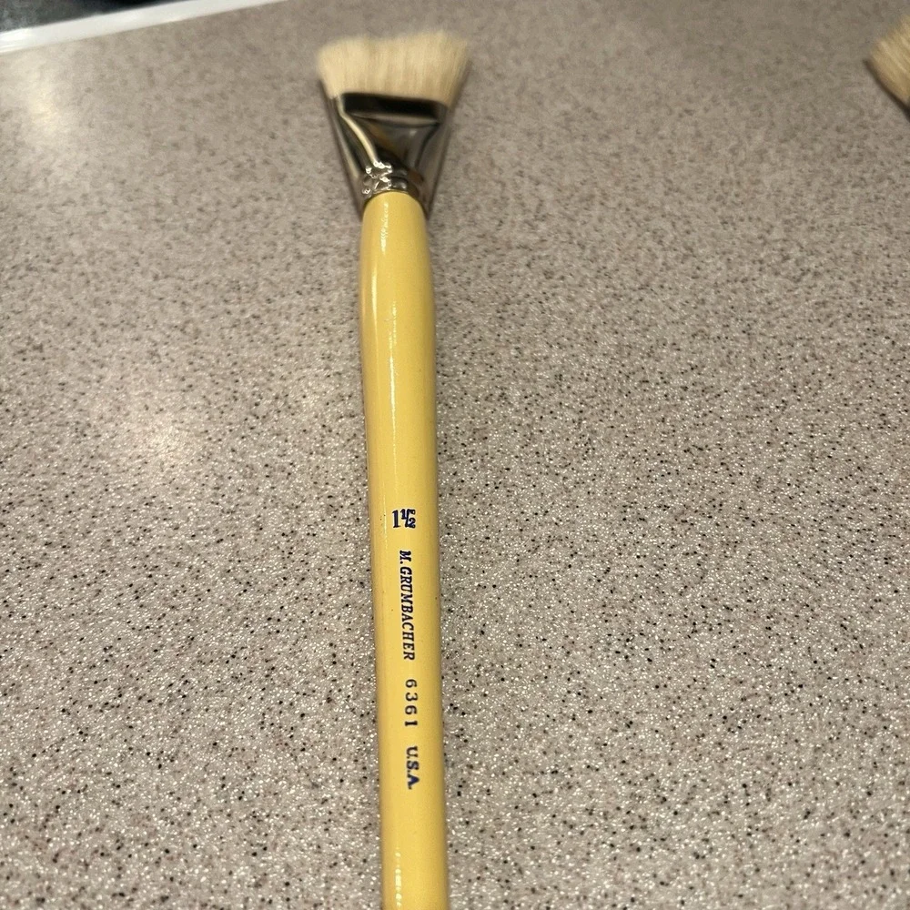 3 Vtg M Grumbacher‎ Paintbrush 6361 Angular Sz 1.5 & 1274 Black Diamond Sz 6 New